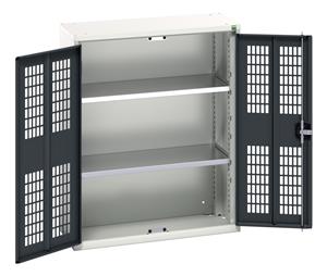 verso ventilated door cupboard with 2 shelves. WxDxH: 800x350x1000mm. RAL 7035/5010 or selected Bott Verso Ventilated door Tool Cupboards Cupboard with shelves